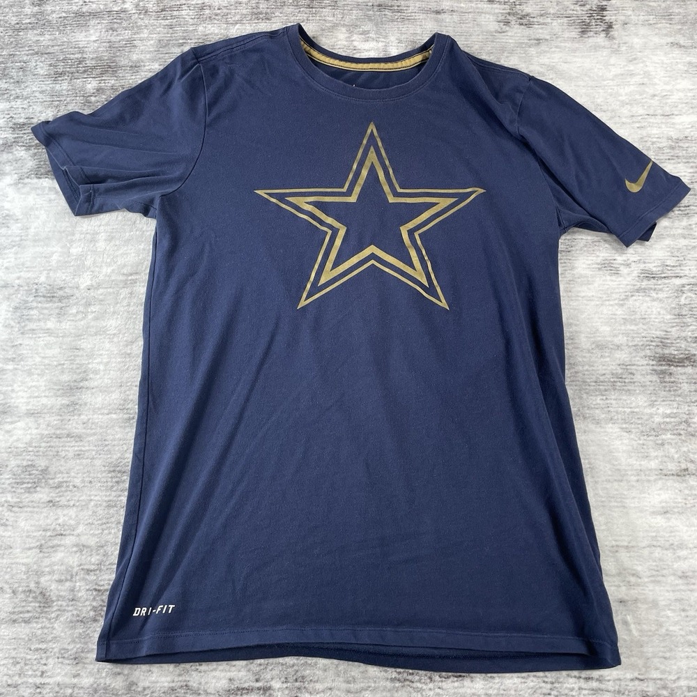 Nike NFL Dallas Cowboys Dri-FIT Navy Blue Gold Star T-Shirt Womens Small